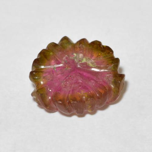 Turmalina Sandía natural de 5.37 ct, Corte Flor, Transparente