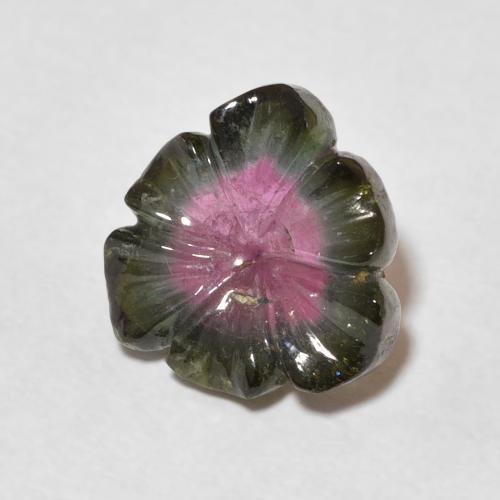 Turmalina Sandía natural de 5.23 ct, Corte Flor, Transparente