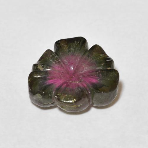 Turmalina Sandía natural de 5.23 ct, Corte Flor, Transparente