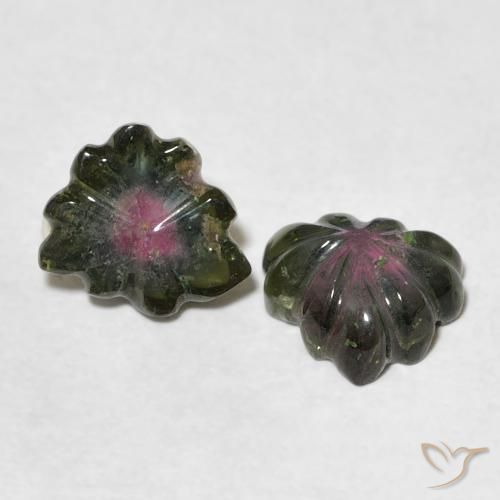 Gemas de Turmalina Multicolor natural de 2.65 ct, Corte Flor, Transparente
