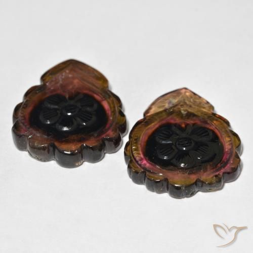 Gemas de Turmalina Multicolor natural de 50.45 ct, Corte Flor, Transparente