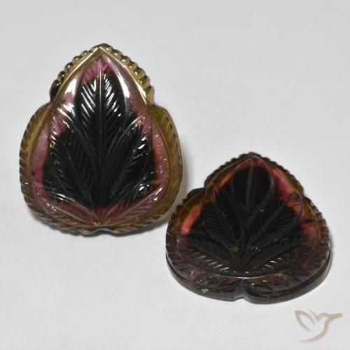 Gemas de Turmalina Multicolor natural de 57.06 ct, Corte Flor, Transparente