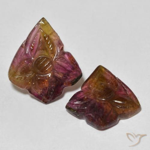 Gemas de Turmalina Naranja rojizo natural de 12.54 ct, Corte Flor, Transparente