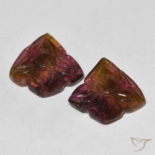 Gemas de Turmalina Naranja rojizo natural de 12.54 ct, Corte Flor, Transparente