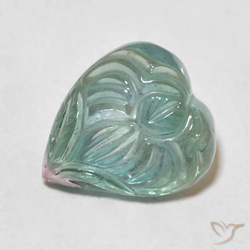 7.64ct Natural Verde grisáceo turmalina, Corte Flor, Transparente