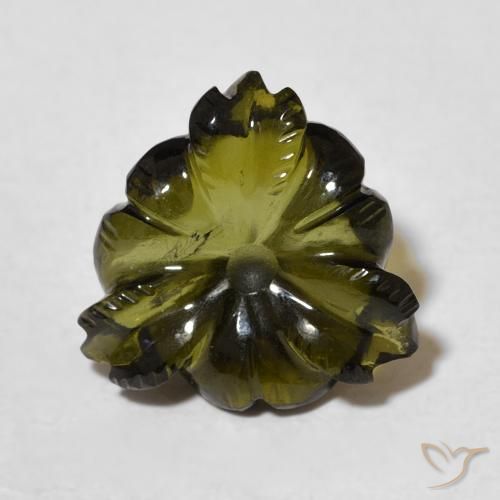 4.28ct Natural Verde oscuro Turmalina, Corte Flor, Transparente