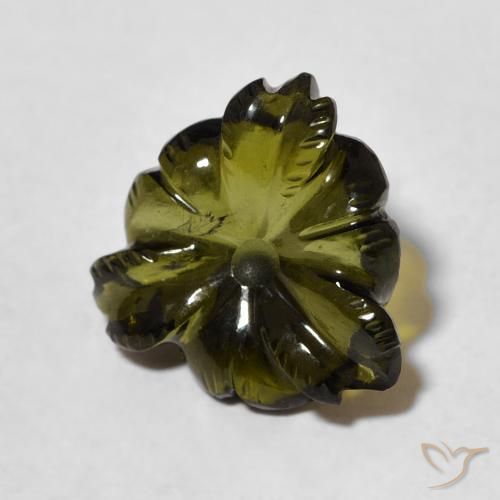 Turmalina Verde oscuro natural de 4.28 ct, Corte Flor, Transparente
