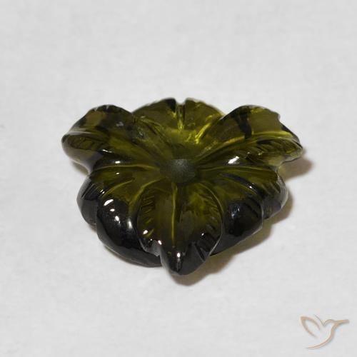 Turmalina Verde oscuro natural de 4.28 ct, Corte Flor, Transparente