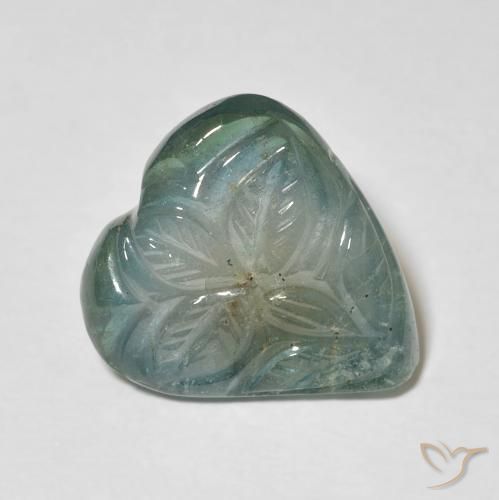 Turmalina Azul verdoso natural de 6.25 ct, Corte Flor, Transparente