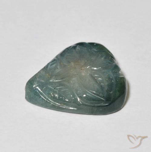 Turmalina Azul verdoso natural de 6.25 ct, Corte Flor, Transparente