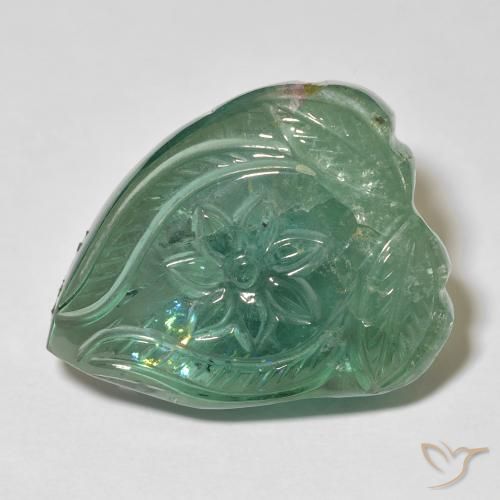 31.63ct Natural Verde claro turmalina, Corte Flor, Transparente