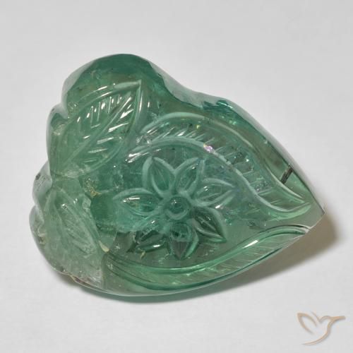 Turmalina Verde claro natural de 31.63 ct, Corte Flor, Transparente