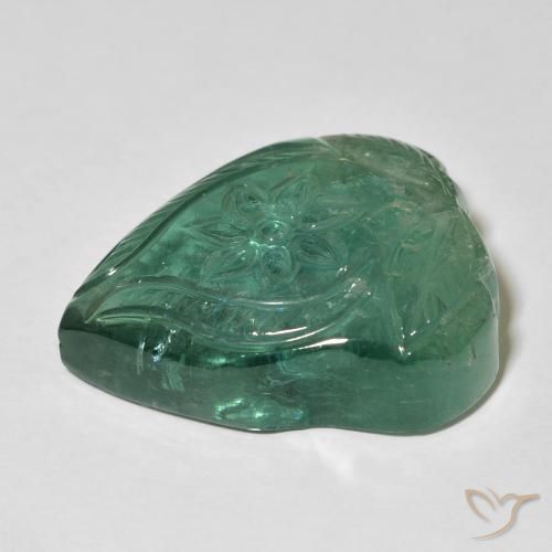 Turmalina Verde claro natural de 31.63 ct, Corte Flor, Transparente