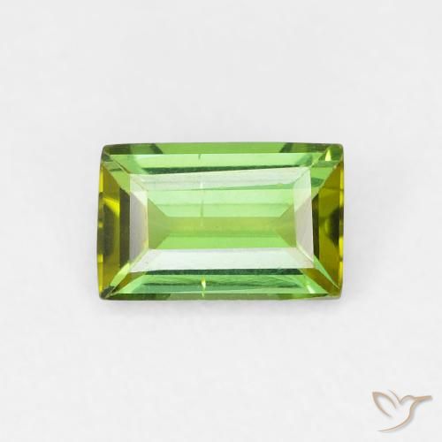 0.67ct Natural Verde terroso turmalina, Corte Baguette, VVS-VS, Photo A