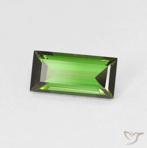Turmalina Verde terroso natural de 0.91 ct, Corte Baguette, VVS-VS