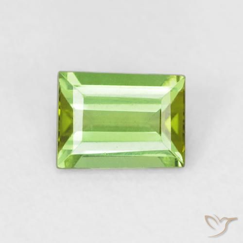 0.57ct Natural Verde vivo Turmalina, Corte Baguette, VVS-VS