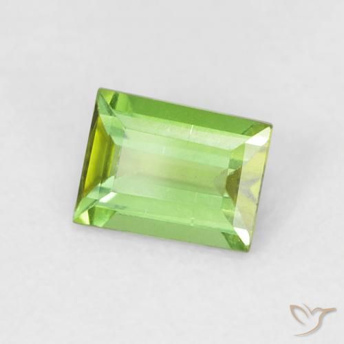 Turmalina Verde vivo natural de 0.57 ct, Corte Baguette, VVS-VS