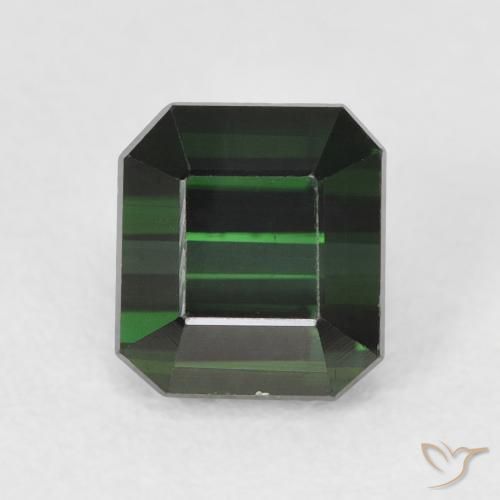 1.48ct Natural Verde oscuro turmalina, corte esmeralda, VVS