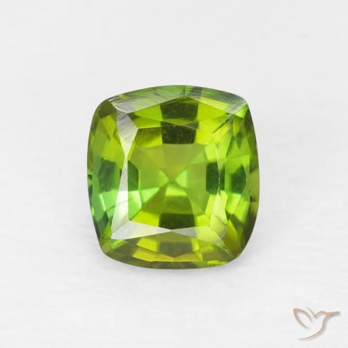 0.66ct Natural Verde vivo Turmalina, Forma Cojín, VVS-VS