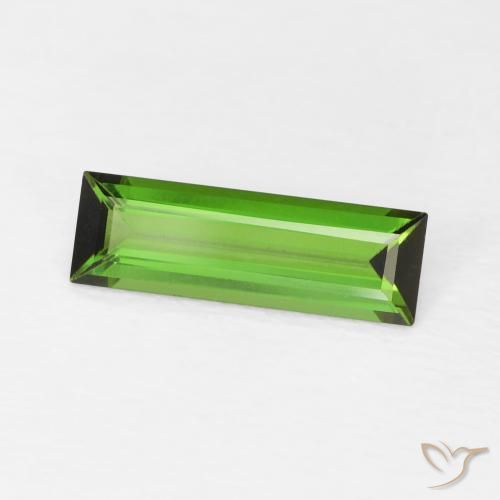 Turmalina Verde bosque natural de 0.86 ct, Corte Baguette, VVS