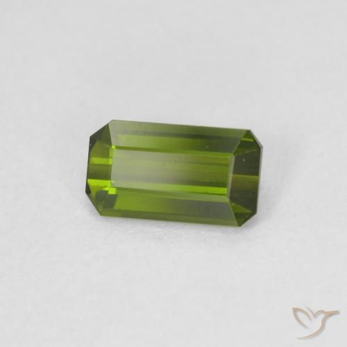 Turmalina Verde amarillento natural de 0.91 ct, Corte Octágono / Esmeralda, VVS