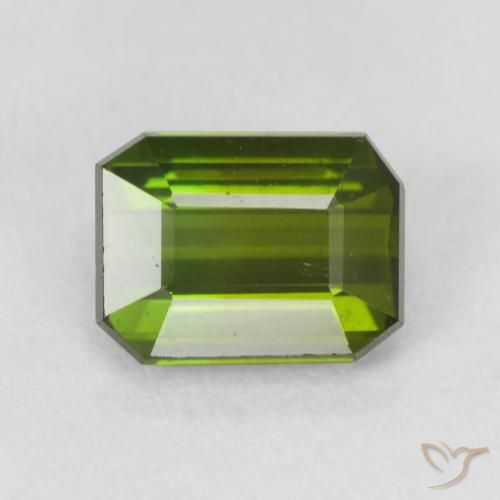 1.20ct Natural Verde amarillento turmalina, corte esmeralda, VVS-VS