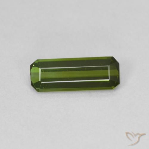 0.99ct Natural Verde oscuro Turmalina, corte esmeralda, VVS