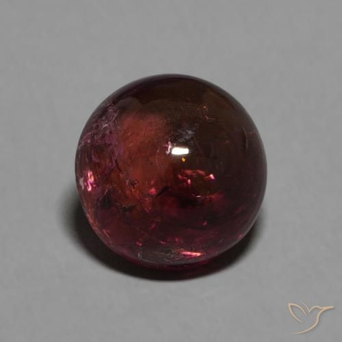 Turmalina Rojo oscuro natural de 1.52 ct, Redondo, Transparente
