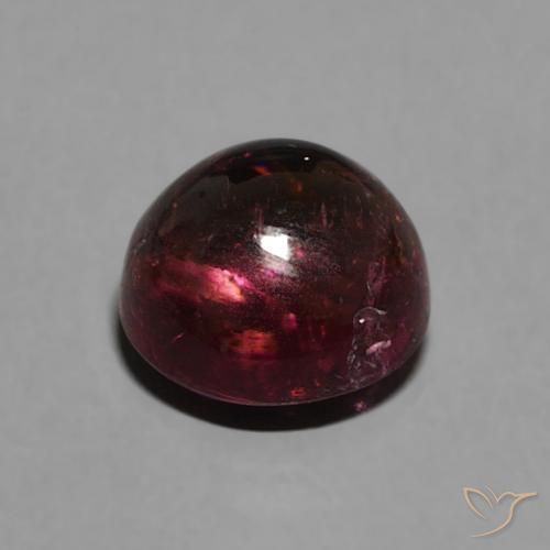 Turmalina Rojo oscuro natural de 1.52 ct, Redondo, Transparente