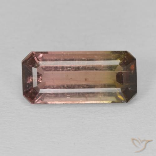 3.60ct Natural Bicolor turmalina, corte esmeralda, SI