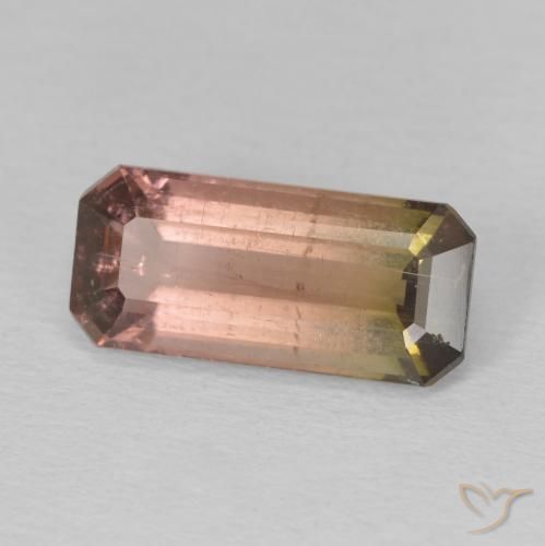 Turmalina Bicolor natural de 3.60 ct, Corte Octágono / Esmeralda, SI