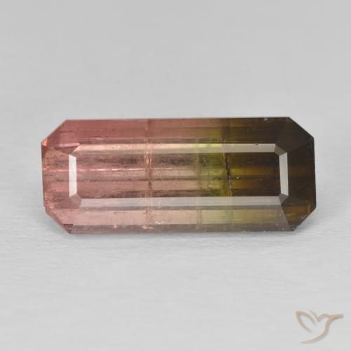 7.99ct Natural Bicolor turmalina, corte esmeralda, SI