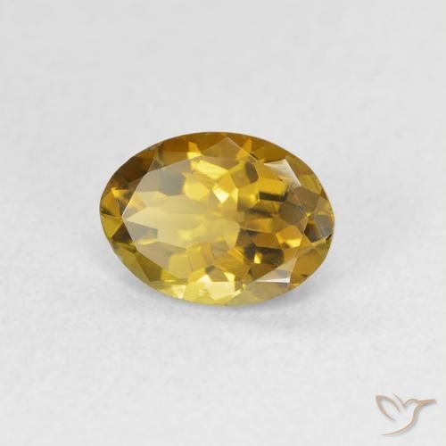 Turmalina Dorado verdoso natural de 0.96 ct, Ovalada, VS
