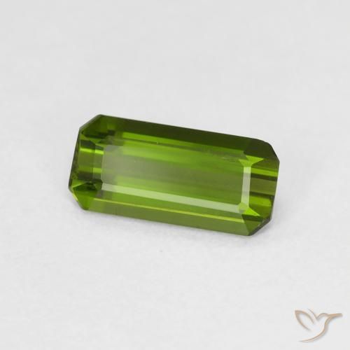 Turmalina Verde oscuro natural de 0.88 ct, Corte Octágono / Esmeralda, VS-SI