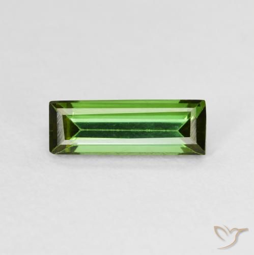 Turmalina Verde oscuro natural de 0.72 ct, Corte Baguette, VVS-VS