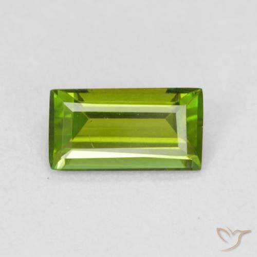 0.70ct Natural Verde bosque Turmalina, Corte Baguette, VVS