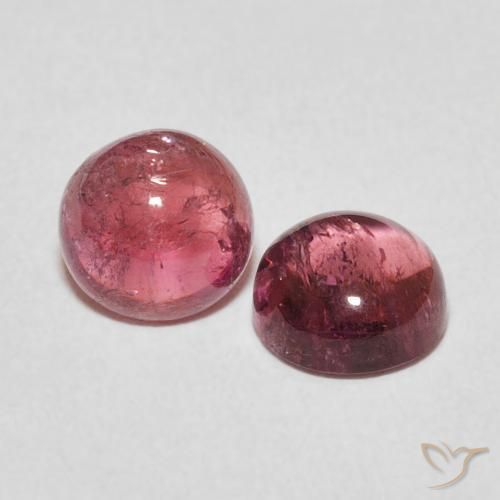 Gemas de Turmalina Rosado medio natural de 2.47 ct, Redondo, Transparente