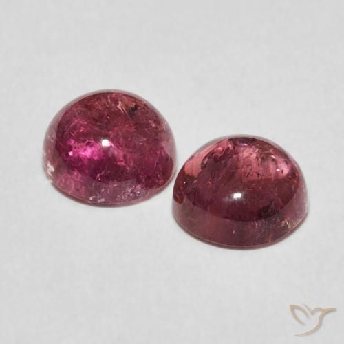 Gemas de Turmalina Rosado medio natural de 2.47 ct, Redondo, Transparente