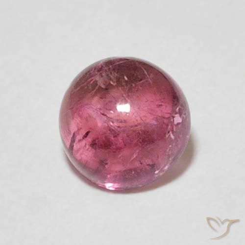 Turmalina Rosado medio natural de 1.25 ct, Redondo, Transparente