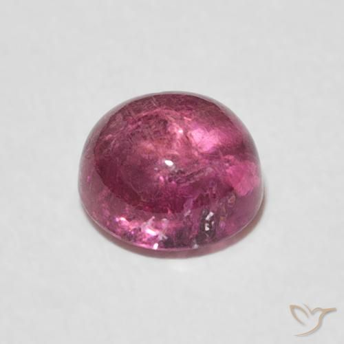 Turmalina Rosado medio natural de 1.25 ct, Redondo, Transparente
