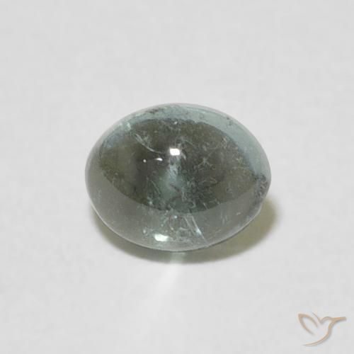 0.70ct Natural Verde grisáceo turmalina, Ovalada, Transparente