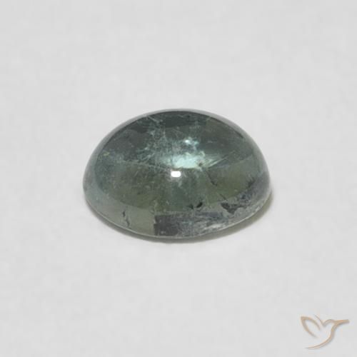 Turmalina Verde grisáceo natural de 0.70 ct, Ovalada, Transparente