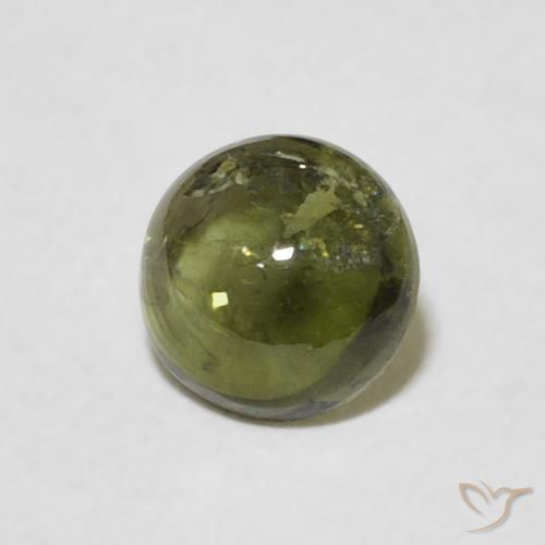 Turmalina Verde cálido natural de 0.82 ct, Redondo, Transparente