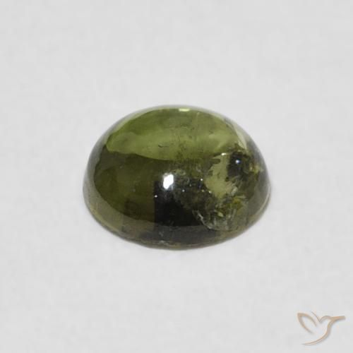 Turmalina Verde cálido natural de 0.82 ct, Redondo, Transparente