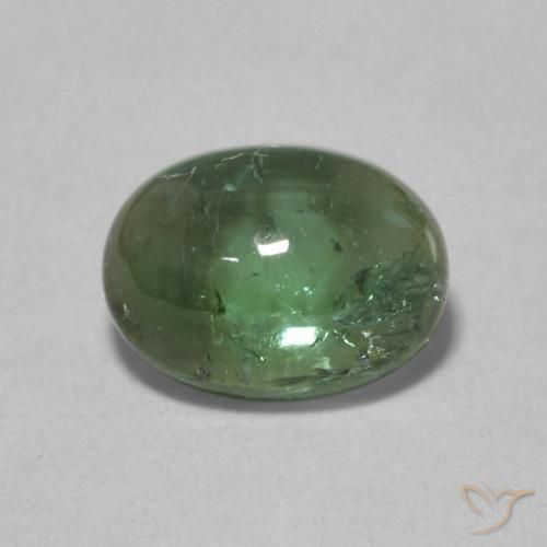 1.49ct Natural Verde oscuro turmalina, Ovalada, Transparente