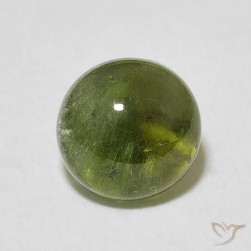 Turmalina Verde medio natural de 1.61 ct, Redondo, Transparente