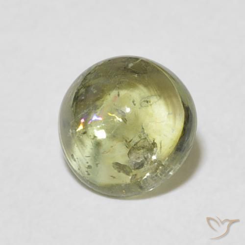 Turmalina Verde amarillento natural de 1.33 ct, Redondo, Transparente