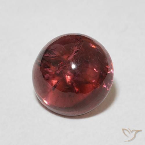 Turmalina Medium Dark-Red natural de 1.53 ct, Redondo, Transparente