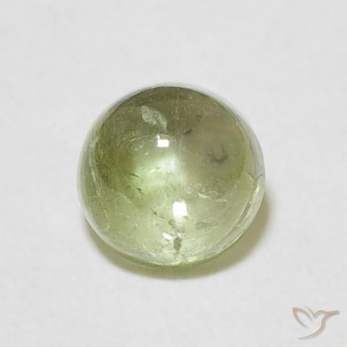 Turmalina Verde lima pálido natural de 0.88 ct, Redondo, Transparente
