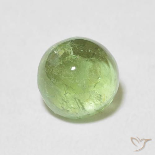 1.54ct Natural Verde amarillento Turmalina, Redondo, Transparente